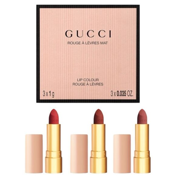 GUCCI Mini Matte Lipstick Set - Luxe 3-Piece Collection - Picture 1 of 16